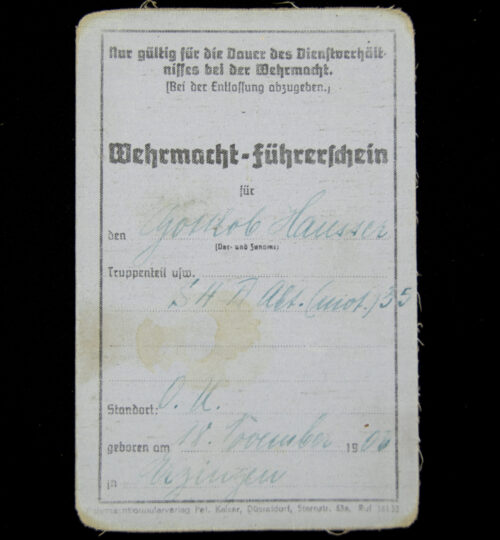 Wehrmacht Führerschein grouping with trade pass and Kriegsurlaubschein