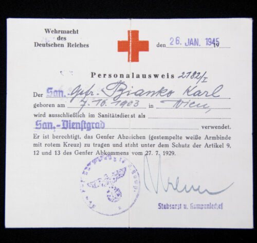 Wehrmacht des Deutschen Reichses Personalausweis