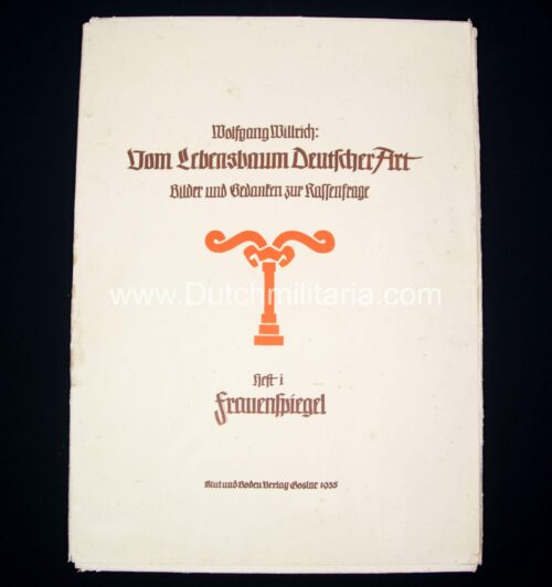(Art map) Wolfgang Willrich - Vom Lebensbaum Deutscher Art - Bilder und Gedanken zur Rassenfrage - Heft 1 Frauenspiegel (with the rare accompanying booklet) - large size 58x42 centimeters - rare