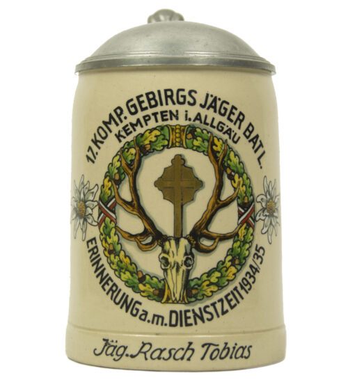 (Beer Stein) 17. Komp. Gebirgsjäger Batl. Kempten i. Allgäu