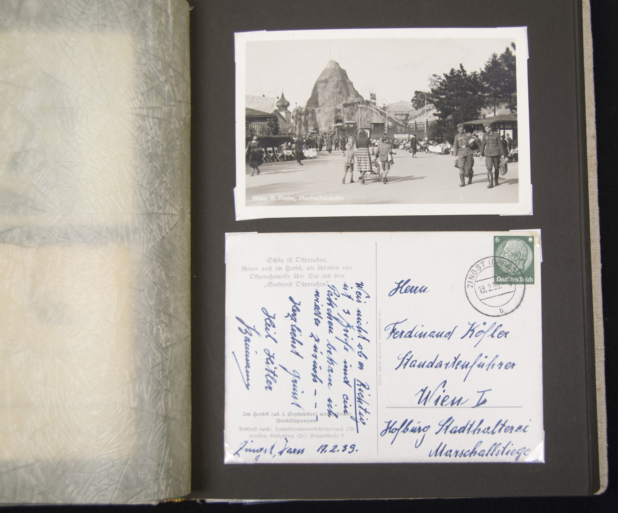 Deutsche Rote Kreuz (DRK) photoalbum with a collection of german postcards + photos + WHW tags, etc - Image 92