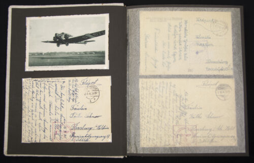 Deutsche Rote Kreuz (DRK) photoalbum with a collection of german postcards + photos + WHW tags, etc
