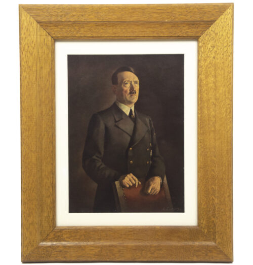 Framed Adolf Hitler art portrait