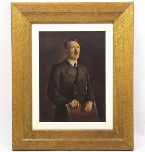 Framed Adolf Hitler art portrait