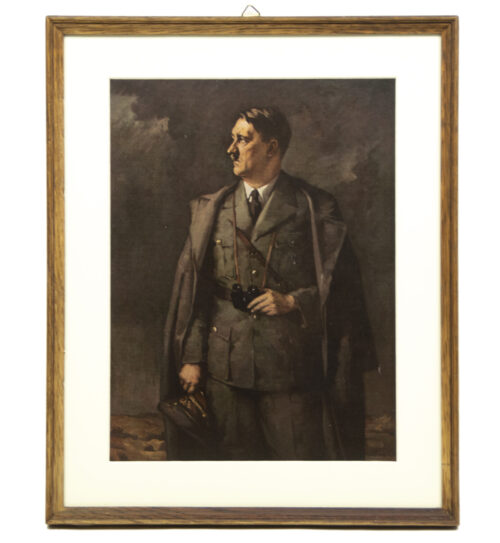 Framed Adolf Hitler art portrait (43x35cm)