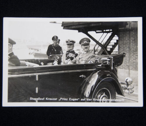 (Postcard) Stapellauf Keuzer Prizn Eugen auf der Krupp-Germaniawerft (Adolf Hitler)