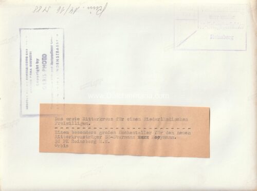 (Pressphoto) Ritterkreuzträger SS-Rottenführer Gerardus Mooyman 14.SS-Freiwilligen-Legion Nederland (23x17cm) – RARE!