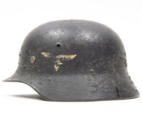 Q64 Luftwaffe (LW) single decal M35 Sawdust camouflage helmet (named) - rare