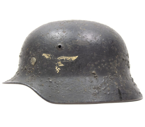 Q64 Luftwaffe (LW) single decal M35 Sawdust camouflage helmet (named) - rare