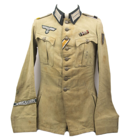 Wehrmacht (Heer) Leutnant field tunic with Afrikakorps cufftitle and Krimshield