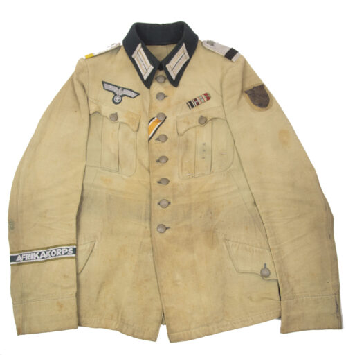 Wehrmacht (Heer) Leutnant field tunic with Afrikakorps cufftitle and Krimshield