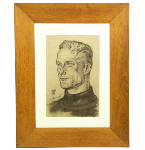 Willrich – Vom Lebensbaum deutscher Art – Bilder und Gedanken zur Rassenfrage – Framed original SS portrait drawing – extremely rare