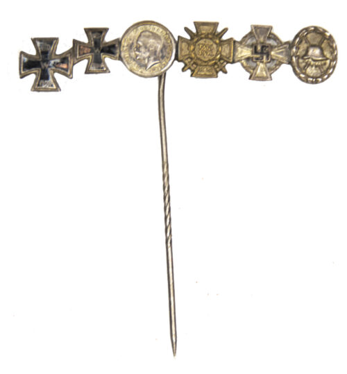 World War 2 German Miniaturenadel 6 place stickpin With Treue Dienst 25 Jahre kreuz
