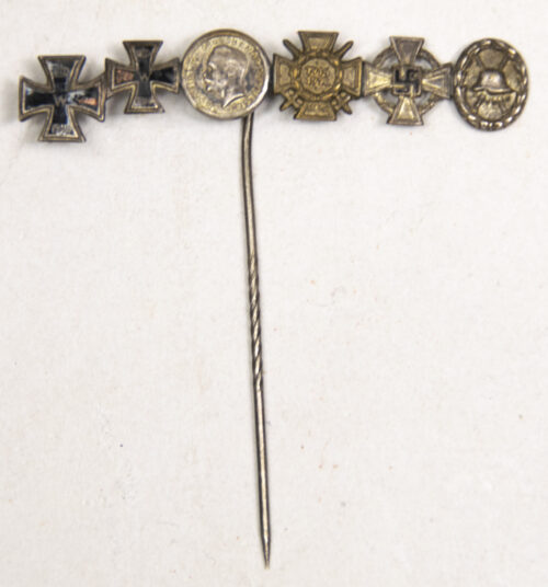 World War 2 German Miniaturenadel 6 place stickpin With Treue Dienst 25 Jahre kreuz