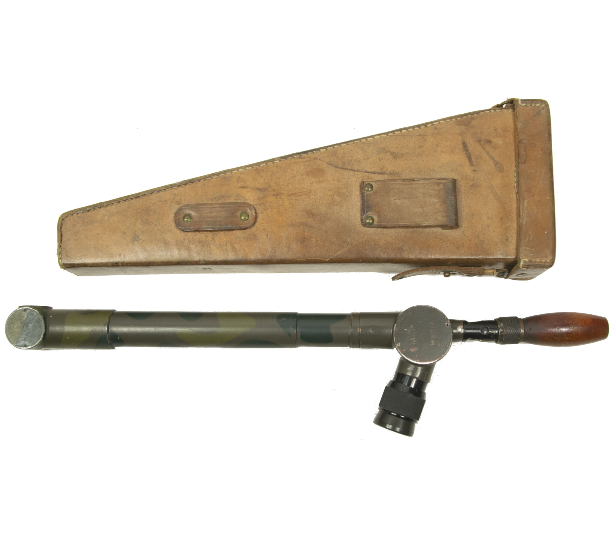 French camouflaged trench periscope complete with leather case - Image 15