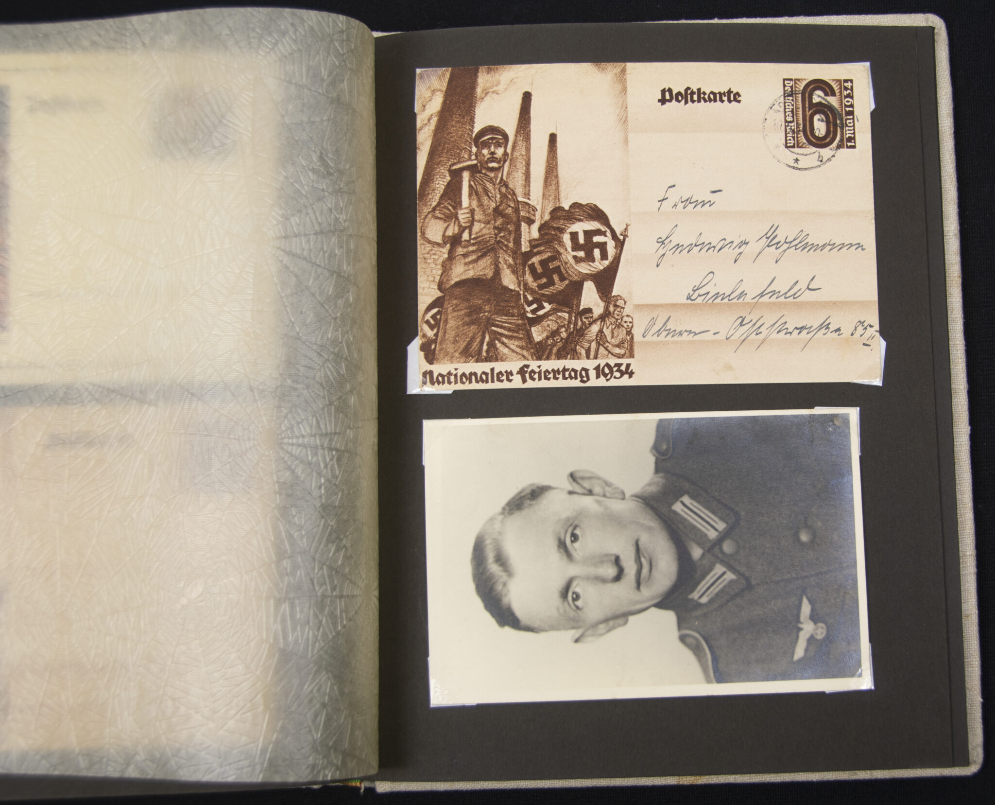 Deutsche Rote Kreuz (DRK) photoalbum with a collection of german postcards + photos + WHW tags, etc - Image 176