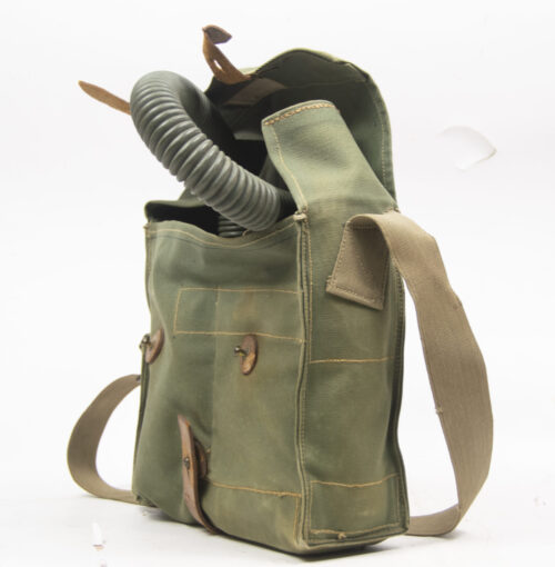 Nederlands leger voor 1940 - gasmaskertas bereden, compleet met toebehoren - OP NAAM - Tilburg! - rare
